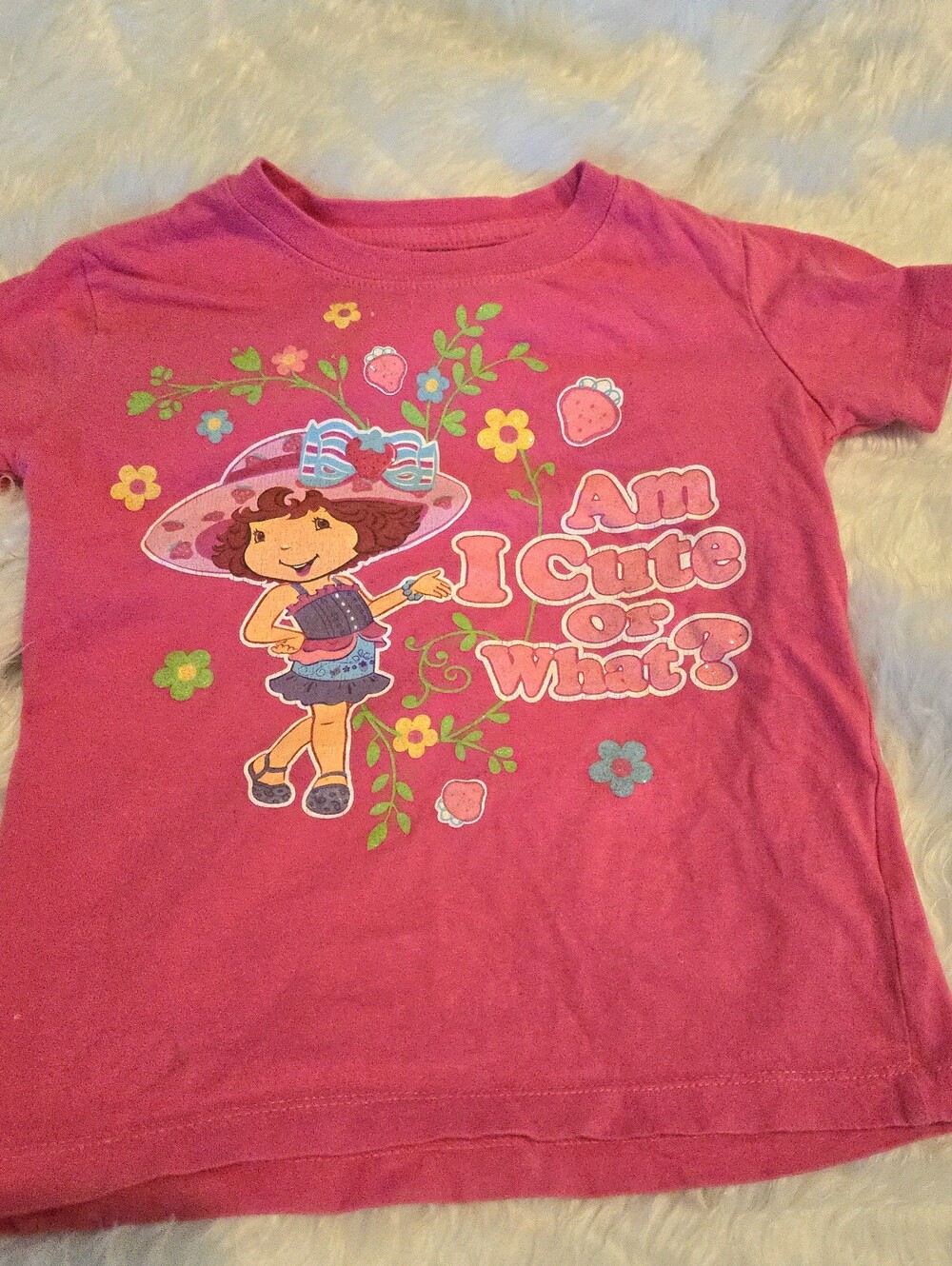 Strawberry Shortcake Vintage Y2k 2006 Girls Pink Short-Sleeve T-shirt XS 4/5